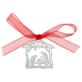 Christmas tree ornaments in wood and pvc: Christmas tree decoration Nativity stable 800 silver filigree