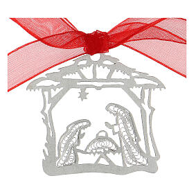 Christmas tree ornaments in wood and pvc: Christmas tree decoration Nativity stable 800 silver filigree