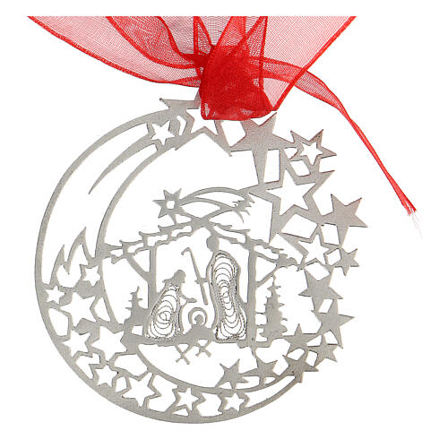 Weihnachtsbaumdekoration in Mondform Weihnachtsgeschichte aus 800er Silber 2