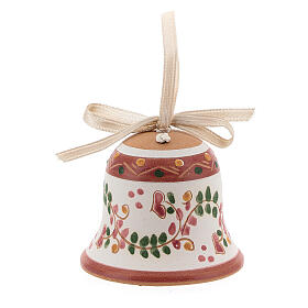 Pink bell white ribbon Deruta terracotta 5 cm