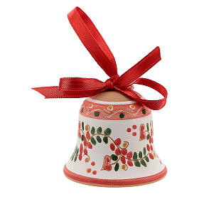 Deruta painted terracotta bell red ribbon 5 cm
