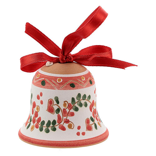 Deruta painted terracotta bell red ribbon 5 cm 2