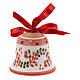 Terracotta bell painted Deruta red ribbon 5 cm s2