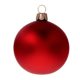 Red opaque blown glass Christmas balls 6 cm, set 6 pcs