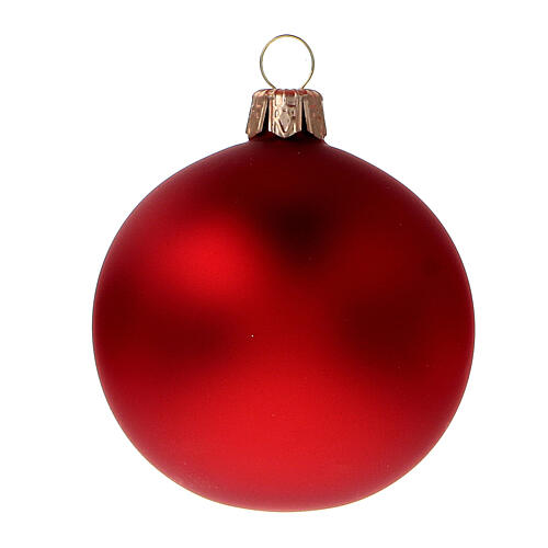 Red opaque blown glass Christmas balls 6 cm, set 6 pcs 2