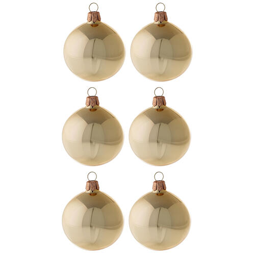 Set 6 bolas árbol Navidad vidrio soplado oro lúcido 60 mm 1