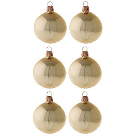 Set 6 boules sapin Noël verre soufflé or brillant 60 mm