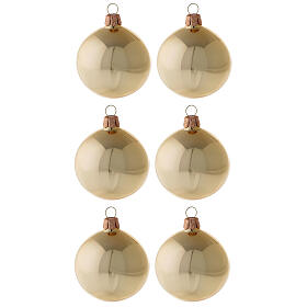 Set 6 palline albero Natale vetro soffiato oro lucido 60 mm
