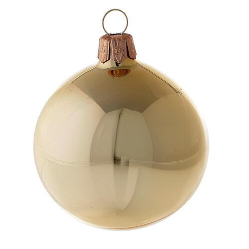 Set 6 palline albero Natale vetro soffiato oro lucido 60 mm 2