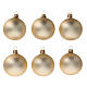 Gold Christmas balls 6 cm diameter matte blown glass, 6 pcs set s1