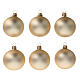 Boule de Noël or pale mat 60 mm verre soufflé 6 pcs s1