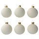 Cream-white matte Christmas balls 6 pcs set blown glass s1