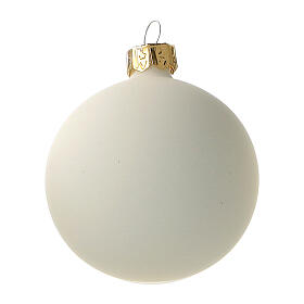 Pallina bianco panna opaco 60 mm set 6 pz vetro soffiato