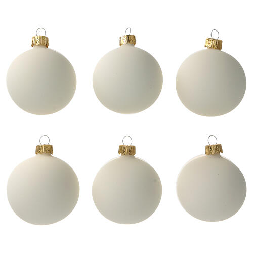 Bolas árvore de Natal vidro soprado cor creme 60 mm 6 unidades 1