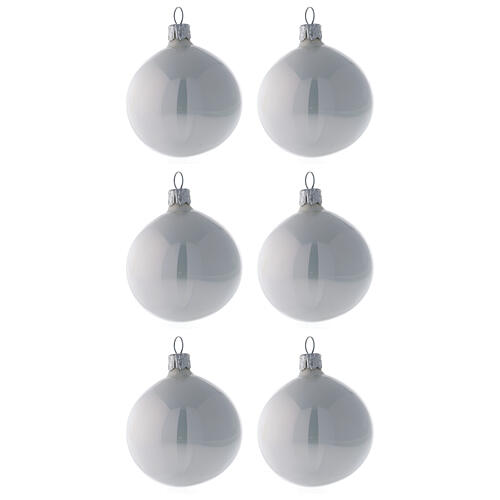 Bola vidrio soplado árbol Navidad blanco perla lúcido 60 mm 6 piezas 1