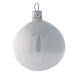 Pallina vetro soffiato albero Natale bianco perla lucido 60 mm 6 pz s2