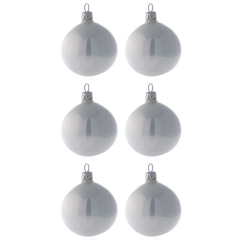 Bolas árvore de Natal vidro soprado branco pérola polido 60 mm 6 unidades 1