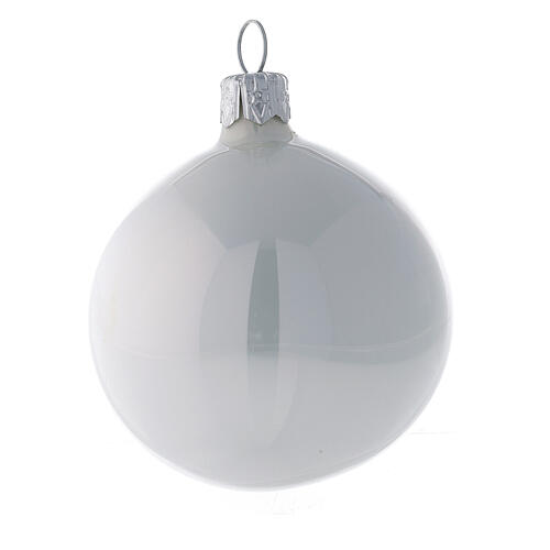 Bolas árvore de Natal vidro soprado branco pérola polido 60 mm 6 unidades 2