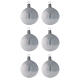 Blown glass Christmas balls shiny white pearl 6 pcs 60 mm s1