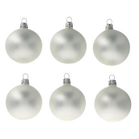 Bola árbol Navidad 60 mm gris perla opaco 6 piezas vidrio soplado
