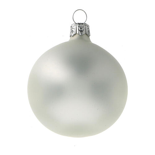 Boule sapin Noël 60 mm gris perle mat 6 pcs verre soufflé 2