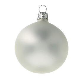 Christmas tree ornaments 60 mm matte grey pearl 6pcs blown glass