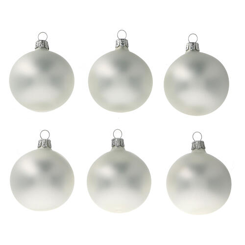 Christmas tree ornaments 60 mm matte grey pearl 6pcs blown glass 1