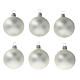 Christmas tree ornaments 60 mm matte grey pearl 6pcs blown glass s1