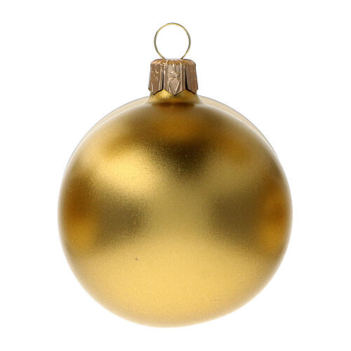 Bolas adorno Navidad oro opaco satinado 60 mm vidrio soplado 6 piedras 2