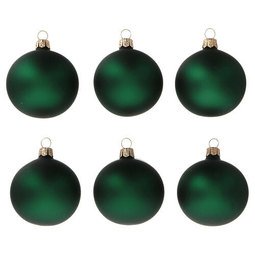 Adorno árbol vidrio soplado bola 60 mm verde opaco 6 piezas 1