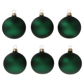 Bolas árvore de Natal vidro soprado verde opaco 60 mm 6 unidades