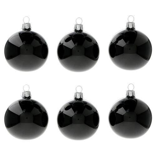 Christbaumkugel aus Glas in glänzendem Schwarz 6 Stück, 60 mm 1