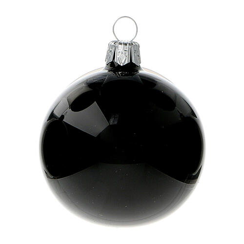 Christbaumkugel aus Glas in glänzendem Schwarz 6 Stück, 60 mm 2
