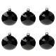 Black shiny blown glass Christmas balls 6 cm 6 pcs s1