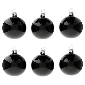 Bolas árbol Navidad negro lúcido 60 mm vidrio soplado 6 piezas