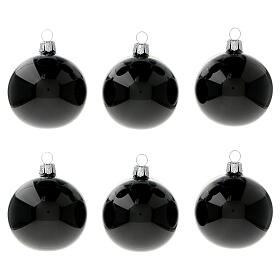 Boules de Noël noir brillant 60 mm verre soufflé 6 pcs