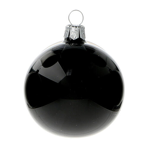 Palline albero Natale nero lucido 60 mm vetro soffiato 6 pz 2