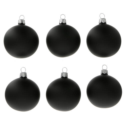 Bola árbol Navidad negro opaco vidrio soplado 60 mm 6 piezas 1