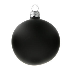 Boule sapin Noël noir mat verre soufflé 60 mm 6 pcs