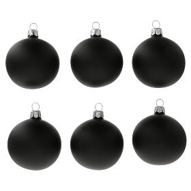 Christmas tree ornaments matte black 60 mm blown glass 6 pcs