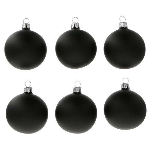 Christmas tree ornaments matte black 60 mm blown glass 6 pcs 1