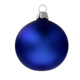 Palline natalizie albero blu opaco vetro soffiato 60 mm 6 pz