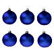 Glass Christmas balls matte blue 60 mm 6 pcs s1