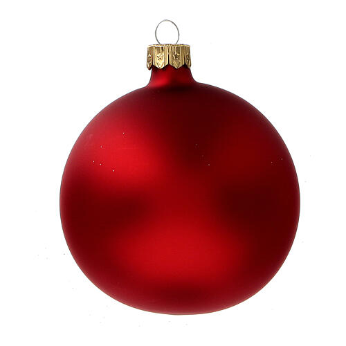 Bola árbol Navidad vidrio soplado rojo opaco purpurina oro 80 mm 6 piezas 4