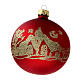 Bolas árvore de Natal vidro soprado vermelho opaco com glitter dourado 80 mm 6 unidades s2