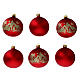 Glass Christmas balls in matte red gold glitter 80 mm 6 pcs s1