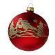 Glass Christmas balls in matte red gold glitter 80 mm 6 pcs s3