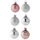 Set punta 16 bolas 50 mm árbol Navidad vidrio soplado blanco rosa plata s2