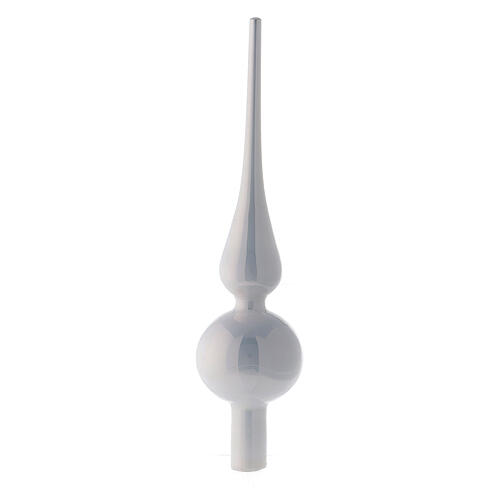 Set puntale 16 palle 50 mm albero Natale vetro soffiato bianco rosa argento 3