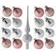 Set puntale 16 palle 50 mm albero Natale vetro soffiato bianco rosa argento s1